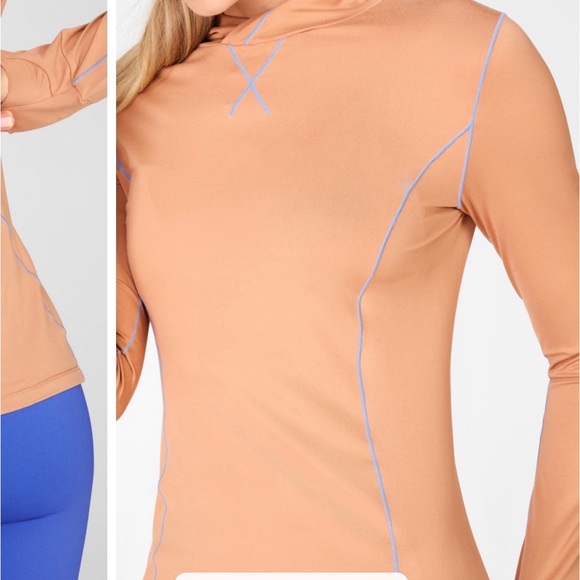 Fabletics Orange Hoodie with Blue Stitching - Picture 2 of 4